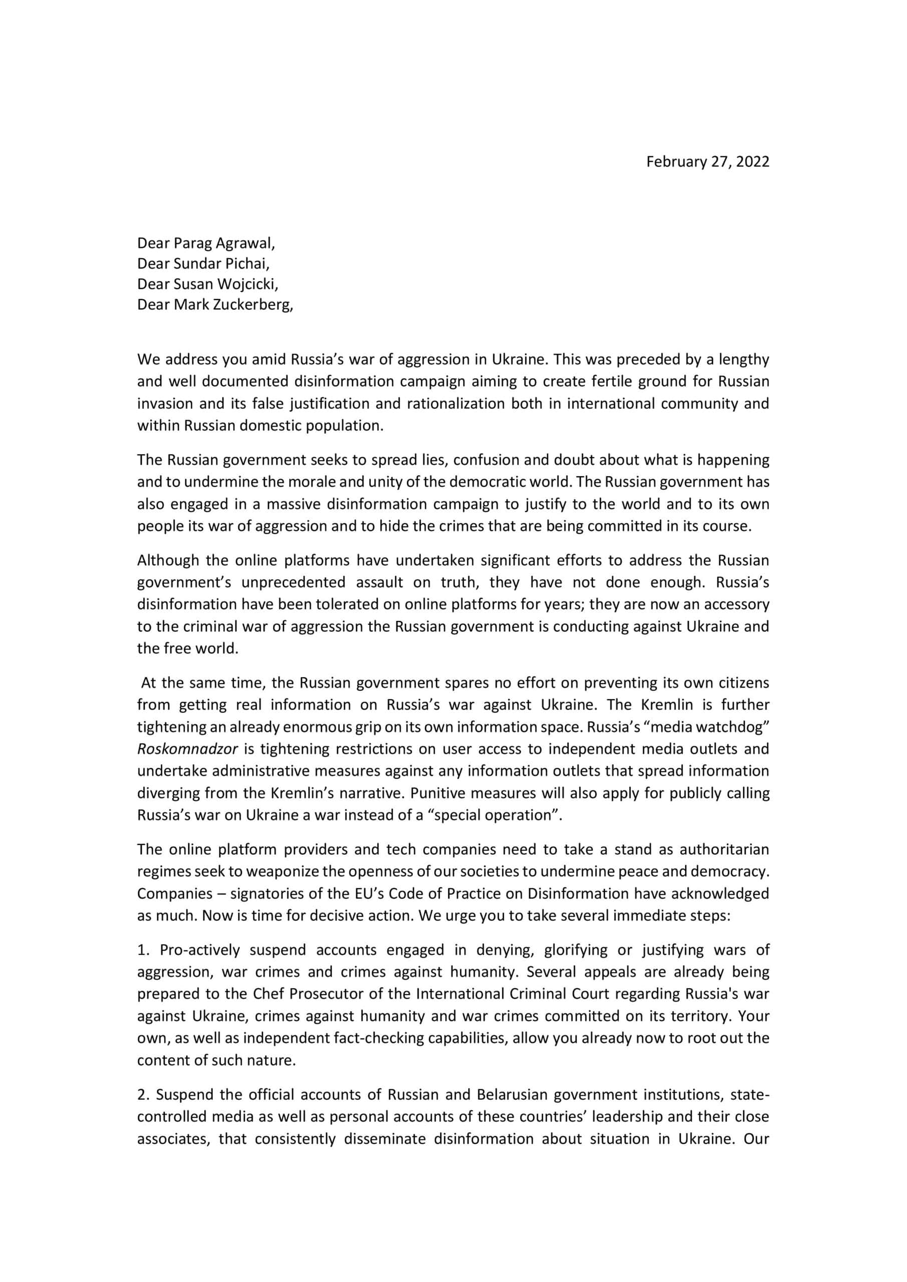 Letter to Big Tech by Prime Ministers of EE LV LT PL page 001 scaled