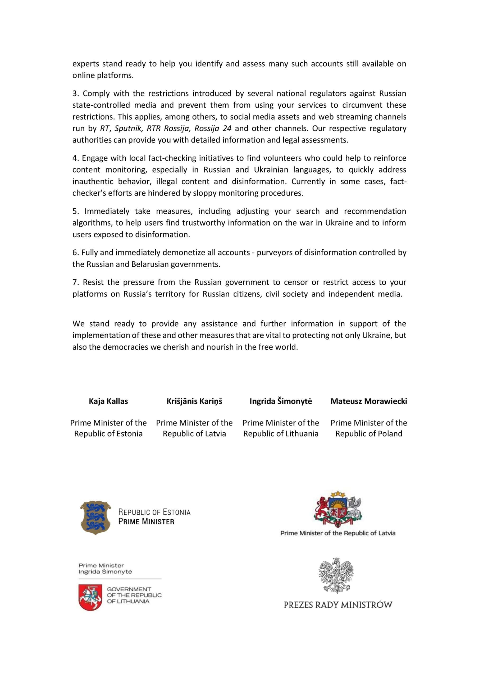 Letter to Big Tech by Prime Ministers of EE LV LT PL page 002 scaled